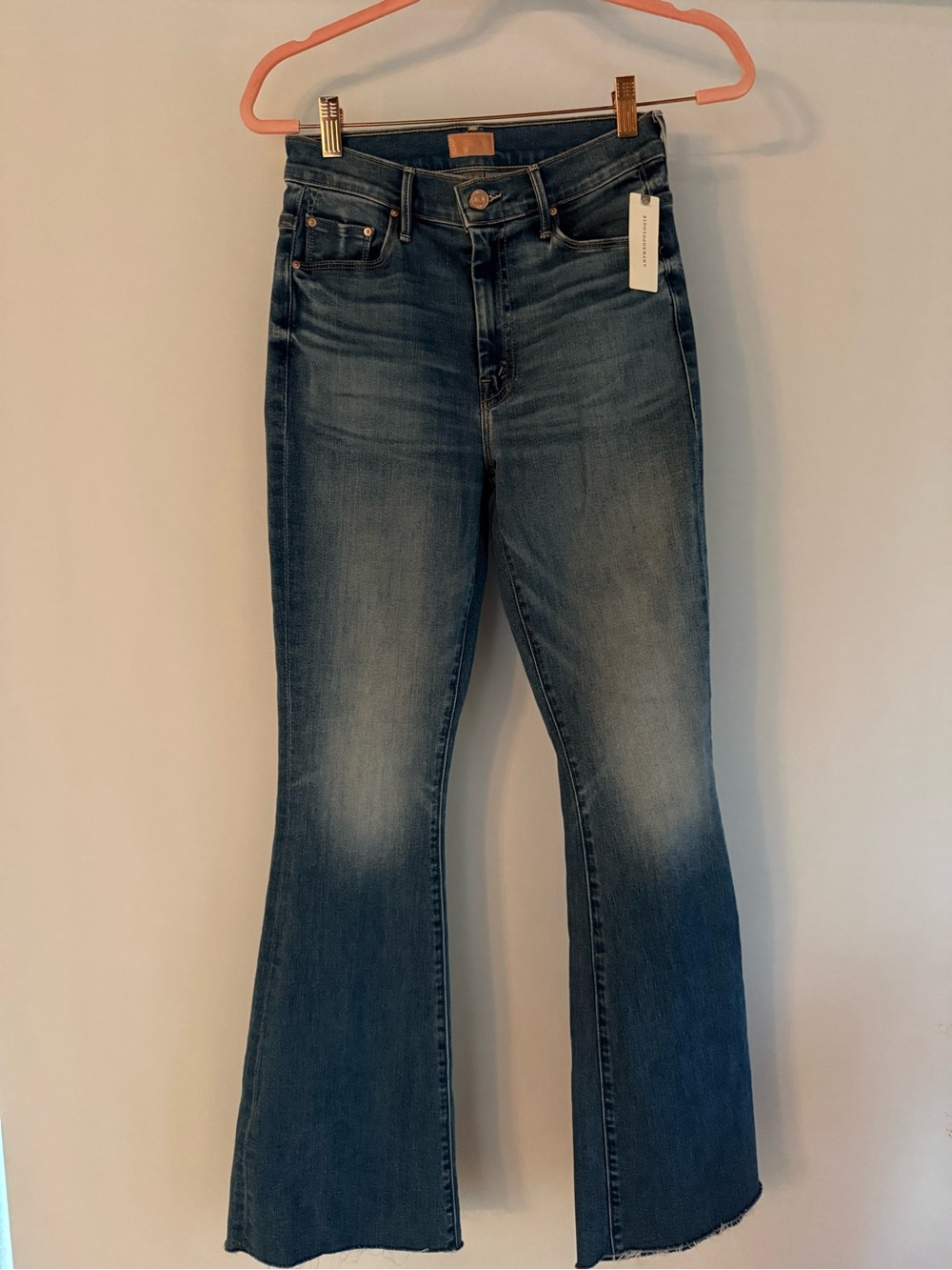 MOTHER High-Rise Mid Blue Flare Jeans